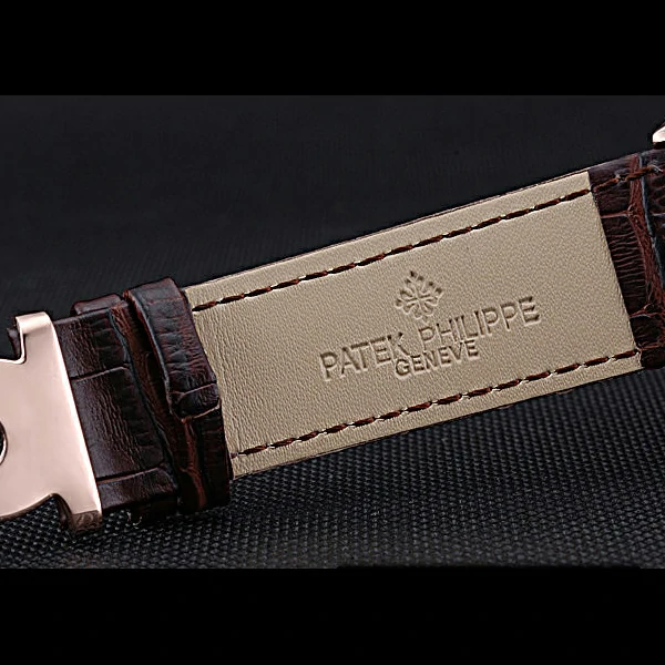 Patek Philippe Geneve Grand Complications Rose Dial Rose Gold Bezel Brown Leather Band new60051