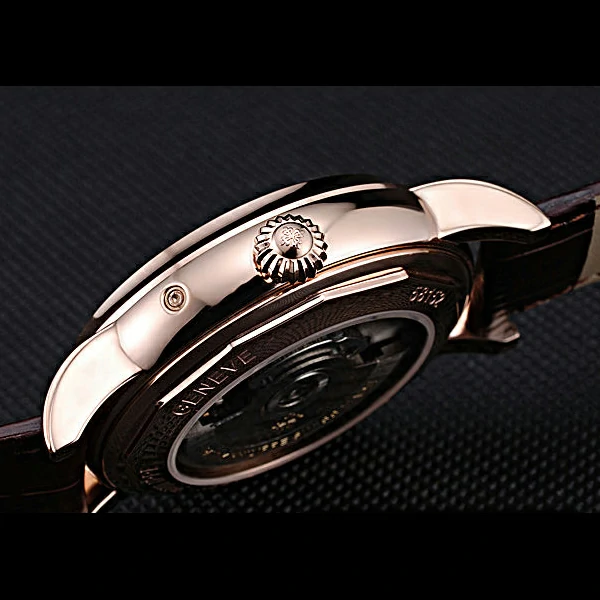 Patek Philippe Geneve Grand Complications Rose Dial Rose Gold Bezel Brown Leather Band new60051