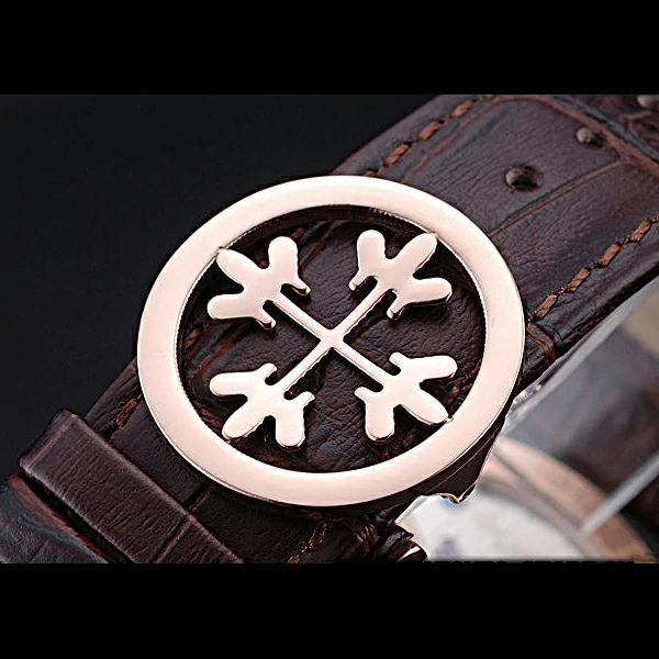Patek Philippe Geneve Grand Complications White Dial Tourbillon Rose Gold Bezel Brown Band new60054
