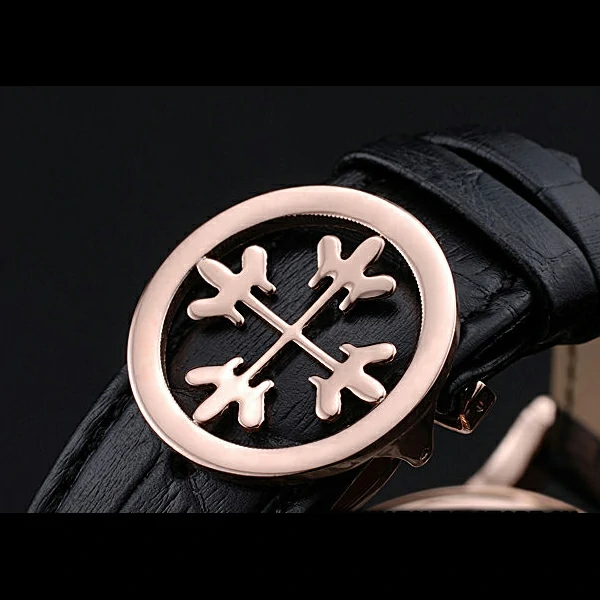 Patek Philippe Geneve Grand Complications Black Dial Tourbillon Rose Gold Bezel Black Band new60055