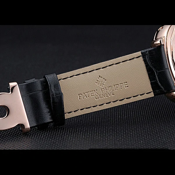 Patek Philippe Geneve Grand Complications Black Dial Tourbillon Rose Gold Bezel Black Band new60055