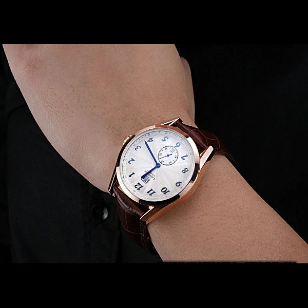 Tag Heuer Carerra Calibre 6 White Dial Blue Numbers Brown Leather Band new60058
