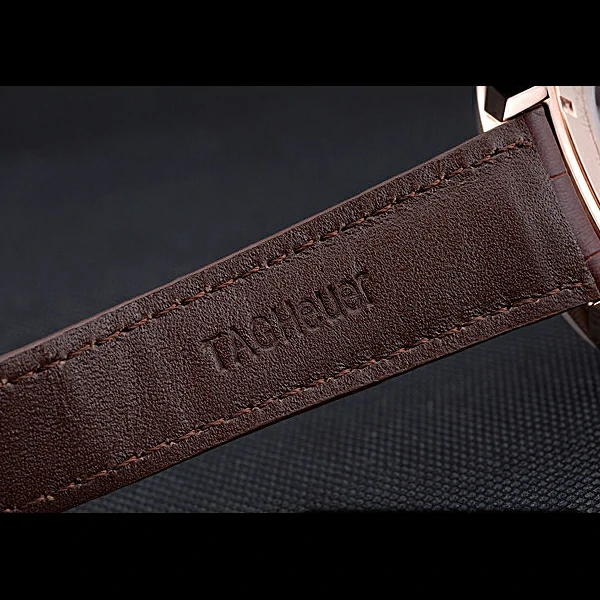 Tag Heuer Carerra Calibre 6 White Dial Red Numbers Brown Leather Band new60059