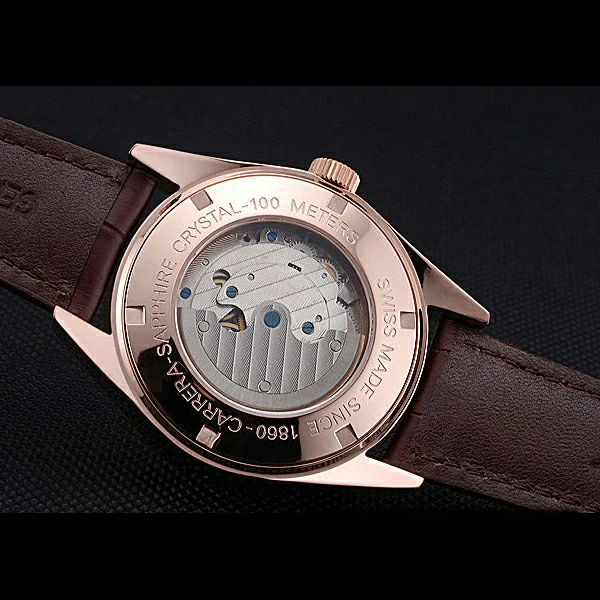 Tag Heuer Carerra Calibre 6 White Dial Red Numbers Brown Leather Band new60059