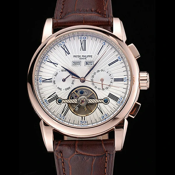 Patek Philippe Grand Complications Gold Case White Dial Roman Numerals Brown Leather Bracelet new60149