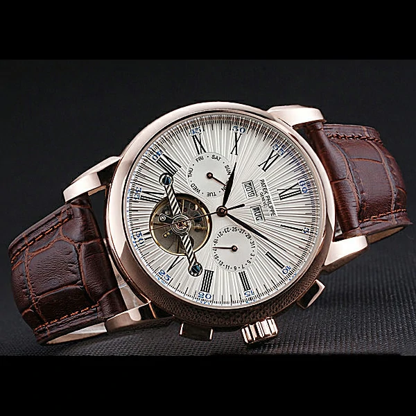 Patek Philippe Grand Complications Gold Case White Dial Roman Numerals Brown Leather Bracelet new60149