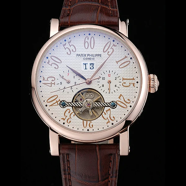 Patek Philippe Grand Complications Gold Case White Dial Arabic Numerals Brown Leather Bracelet new60151