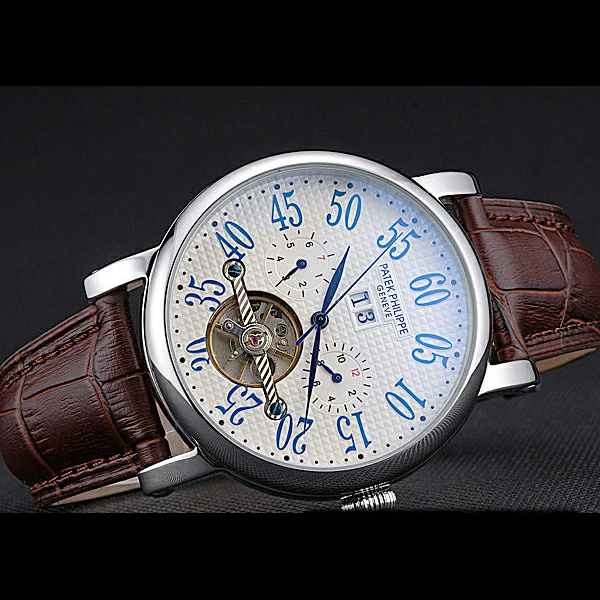 Patek Philippe Grand Complications Stainless Steel Case White Dial Roman Numerals Brown Leather new60153