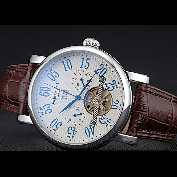 Patek Philippe Grand Complications Stainless Steel Case White Dial Roman Numerals Brown Leather new60153