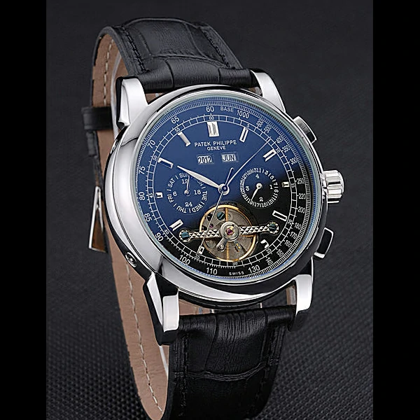 Patek Philippe Grand Complications Stainless Steel Case Black Dial Black Leather Bracelet new60154