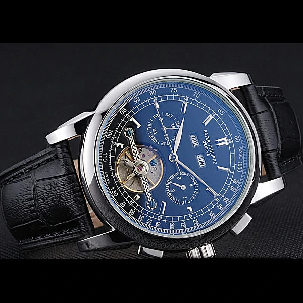 Patek Philippe Grand Complications Stainless Steel Case Black Dial Black Leather Bracelet new60154
