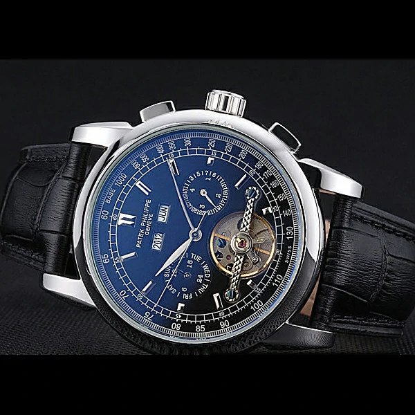 Patek Philippe Grand Complications Stainless Steel Case Black Dial Black Leather Bracelet new60154