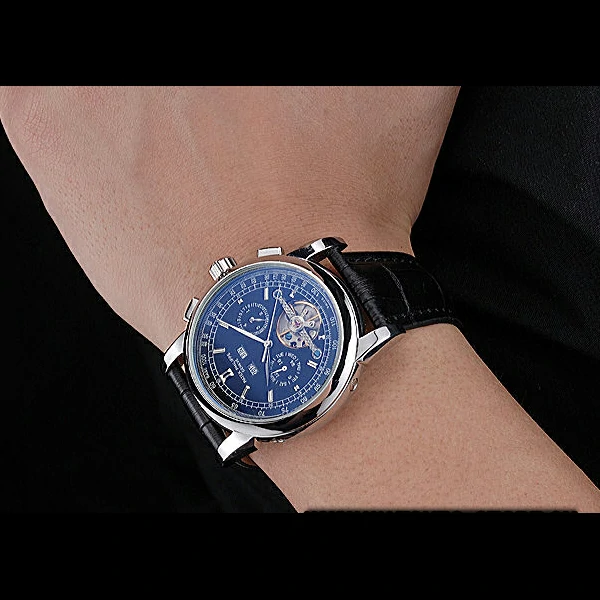 Patek Philippe Grand Complications Stainless Steel Case Black Dial Black Leather Bracelet new60154