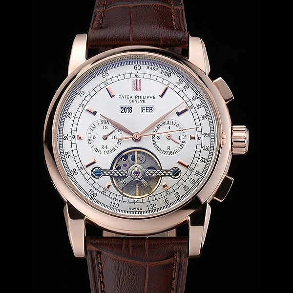 Patek Philippe Grand Complications Gold Case White Dial Brown Leather Bracelet new60155