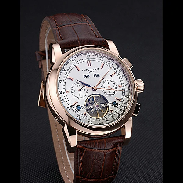 Patek Philippe Grand Complications Gold Case White Dial Brown Leather Bracelet new60155