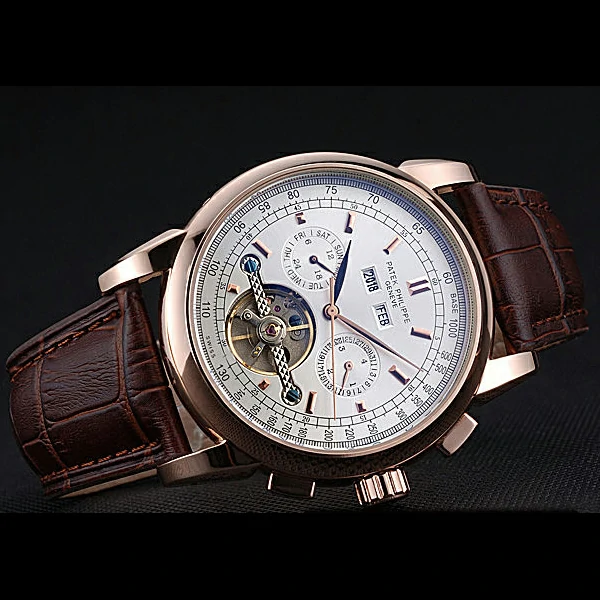 Patek Philippe Grand Complications Gold Case White Dial Brown Leather Bracelet new60155
