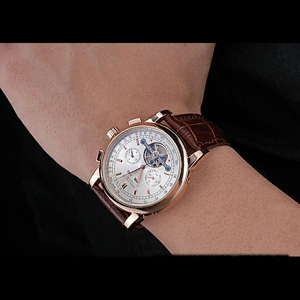 Patek Philippe Grand Complications Gold Case White Dial Brown Leather Bracelet new60155