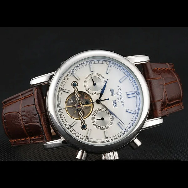 Patek Philippe Grand Complications Stainless Steel Case White Dial Brown Leather Bracelet new60156