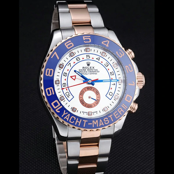 Rolex Yacht Master II White Dial Blue Bezel Stainless Steel and Rose Gold Bracelet new60166