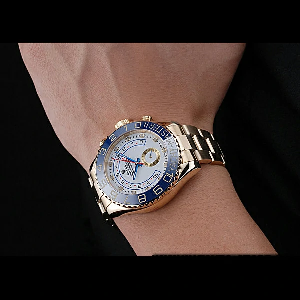 Rolex Yachtmaster II White Dial Blue Bezel Gold Bracelet new60167