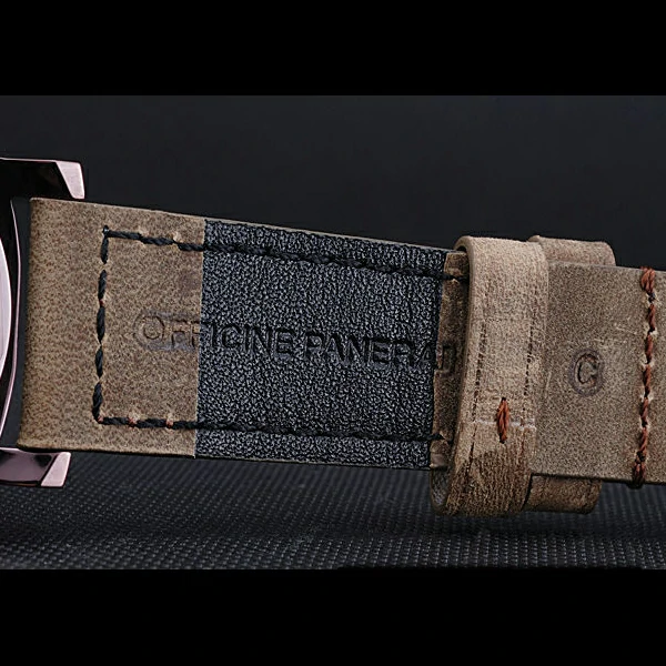 Panerai Luminor GMT Purple Stainless Steel Bezel Khaki Leather Bracelet new60204