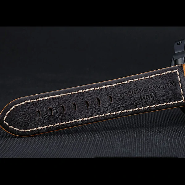 Panerai Luminor Ion Plated Stainless Steel Bezel Orange Leather Bracelet new60205