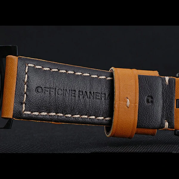 Panerai Luminor Ion Plated Stainless Steel Bezel Orange Leather Bracelet new60205