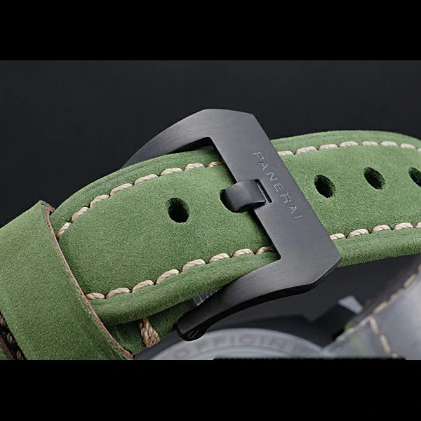 Panerai Luminor Marina Ion Plated Stainless Steel Bezel Green Leather Bracelet new60208