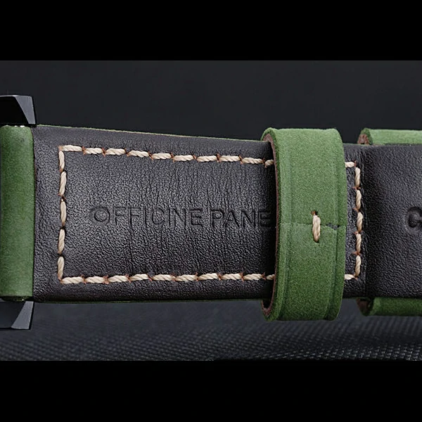 Panerai Luminor Marina Ion Plated Stainless Steel Bezel Green Leather Bracelet new60208