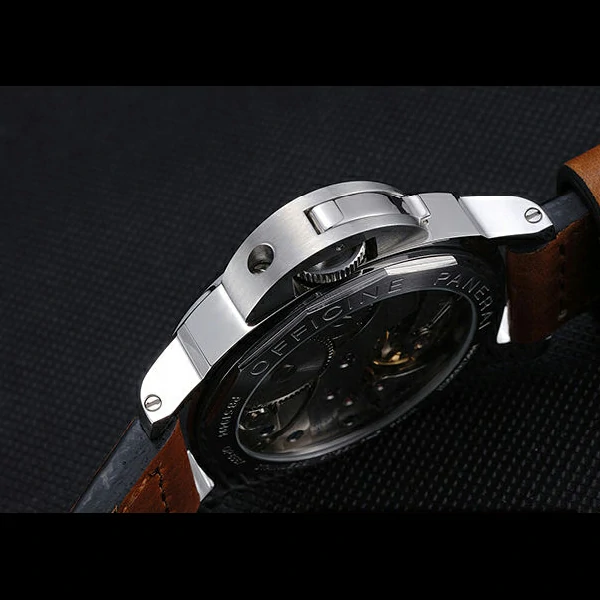 Panerai Luminor Marina Stainless Steel Bezel Brown Leather Bracelet new60209