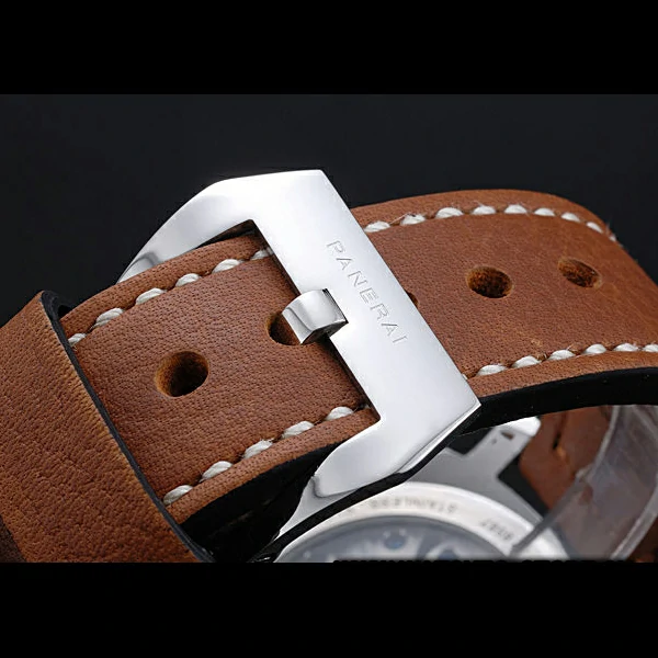 Panerai Luminor Marina Stainless Steel Bezel Brown Leather Bracelet new60209