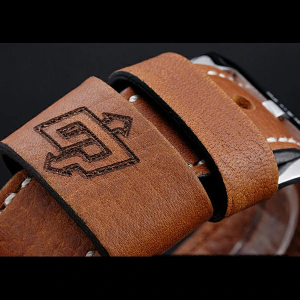Panerai Luminor Marina Stainless Steel Bezel Brown Leather Bracelet new60209