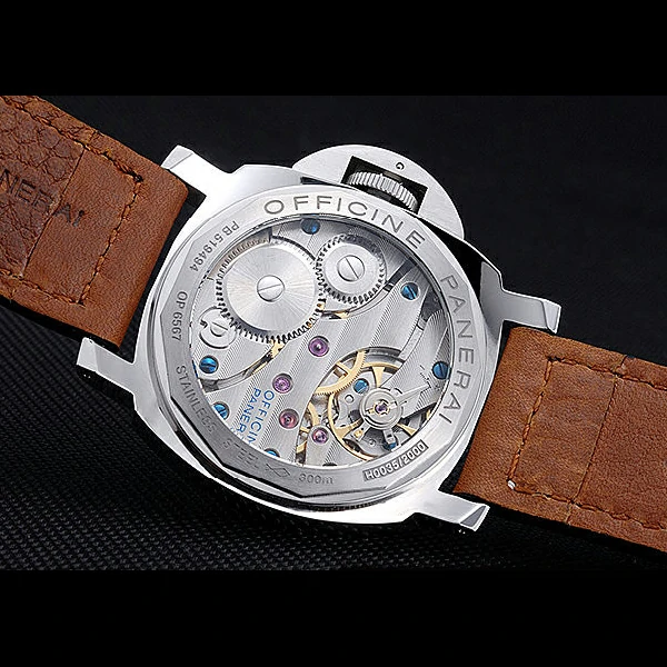 Panerai Luminor Marina Stainless Steel Bezel Brown Leather Bracelet new60209