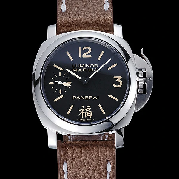 Panerai Luminor Marina Stainless Steel Bezel Brown Leather Bracelet new60210