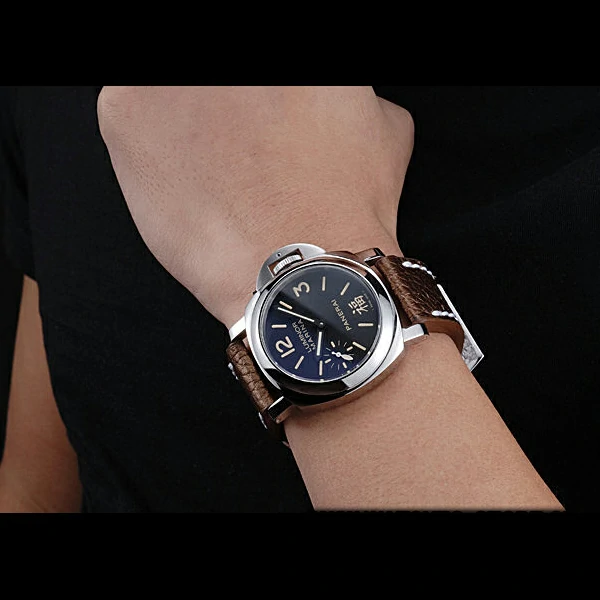 Panerai Luminor Marina Stainless Steel Bezel Brown Leather Bracelet new60210