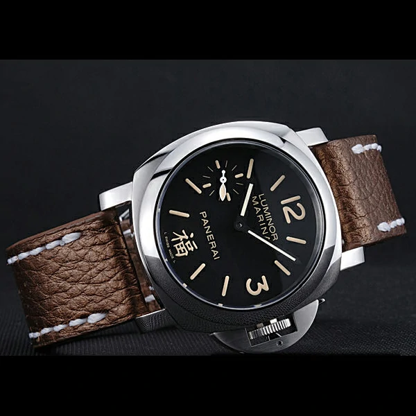 Panerai Luminor Marina Stainless Steel Bezel Brown Leather Bracelet new60210