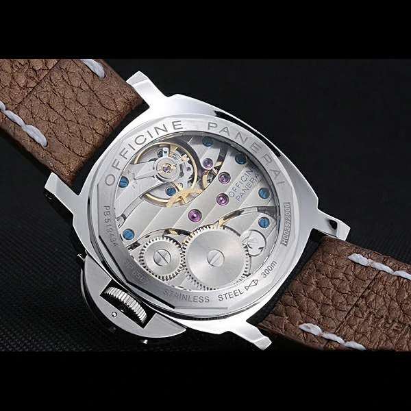 Panerai Luminor Marina Stainless Steel Bezel Brown Leather Bracelet new60210