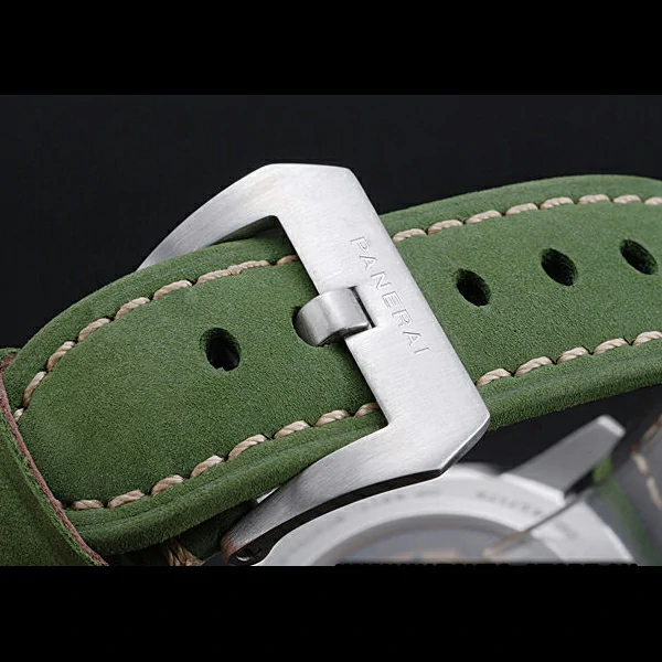 Panerai Luminor GMT Stainless Steel Bezel Green Leather Bracelet new60214