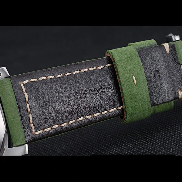 Panerai Luminor GMT Stainless Steel Bezel Green Leather Bracelet new60214