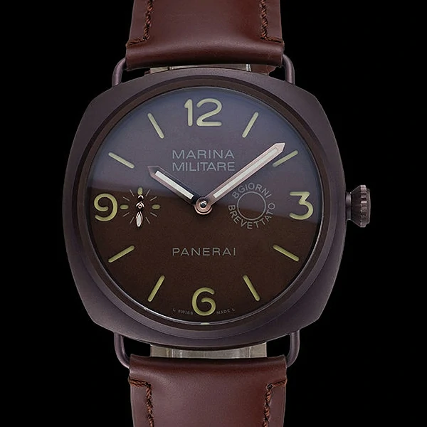 Panerai Luminor Marina Militare Purple Stainless Steel Bezel Brown Bracelet new60217