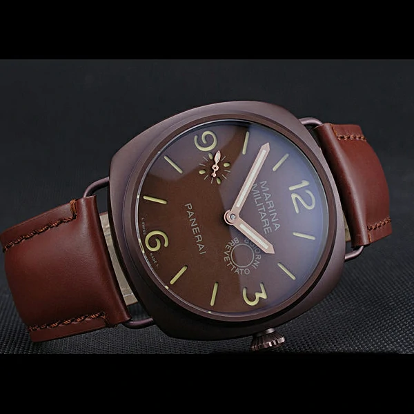 Panerai Luminor Marina Militare Purple Stainless Steel Bezel Brown Bracelet new60217