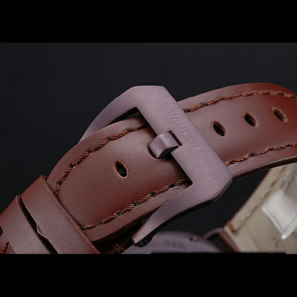 Panerai Luminor Marina Militare Purple Stainless Steel Bezel Brown Bracelet new60217