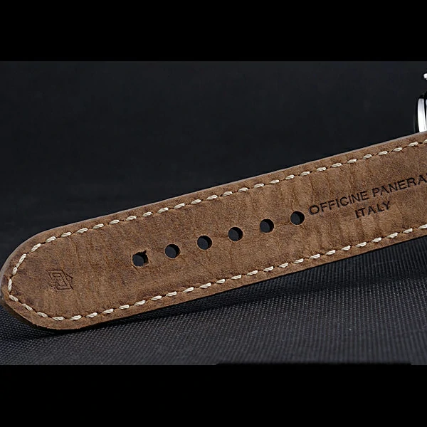 Panerai Luminor Marina Stainless Steel Bezel Khaki Leather Bracelet new60218