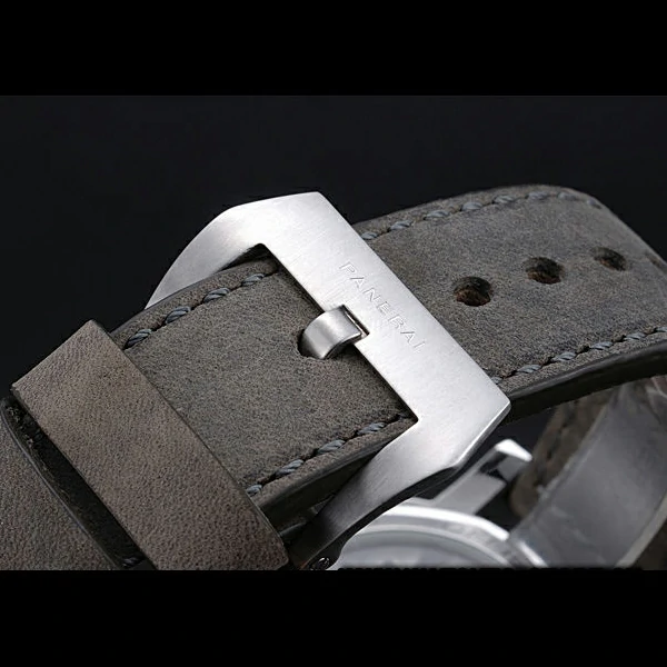 Panerai Luminor Stainless Steel Bezel Grey Leather Bracelet new60219