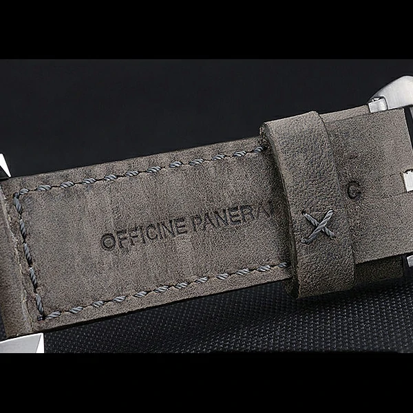 Panerai Luminor Stainless Steel Bezel Grey Leather Bracelet new60219
