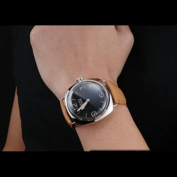 Panerai Luminor Marina Militare Stainless Steel Bezel Tan Bracelet new60222