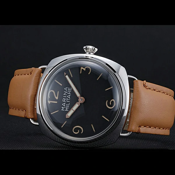 Panerai Luminor Marina Militare Stainless Steel Bezel Tan Bracelet new60222