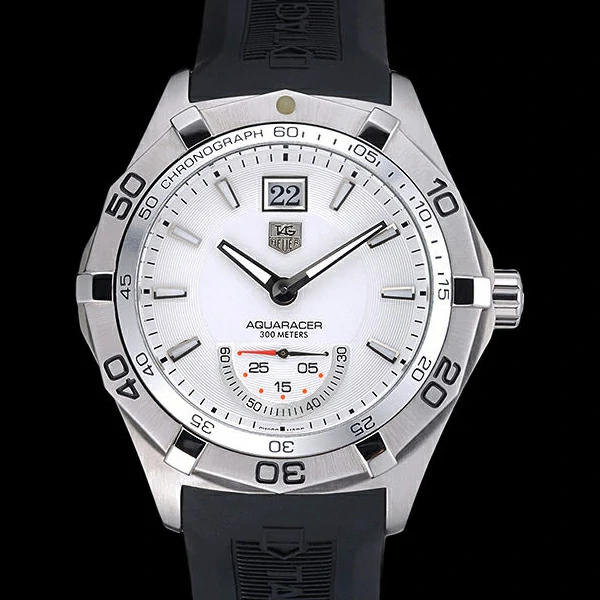 Tag Heuer Aquaracer Grande Date White Dial Black Rubber Band new60298