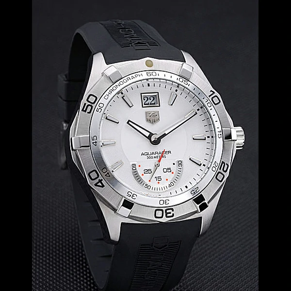 Tag Heuer Aquaracer Grande Date White Dial Black Rubber Band new60298