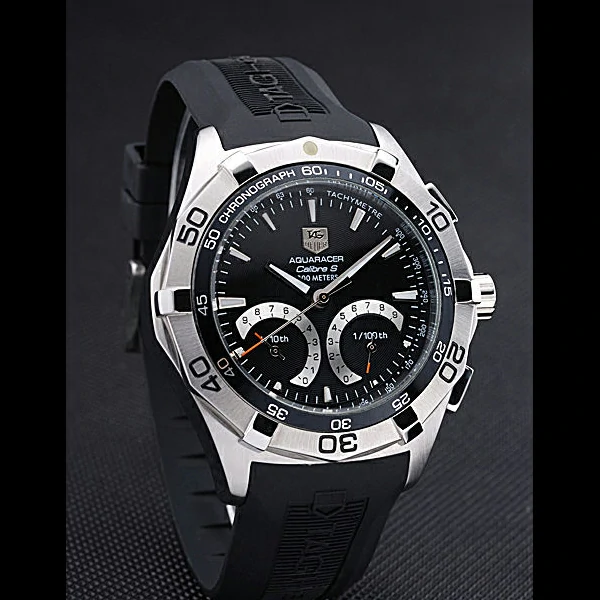 Tag Heuer Aquaracer Calibre S Black Dial Black Rubber Band new60300